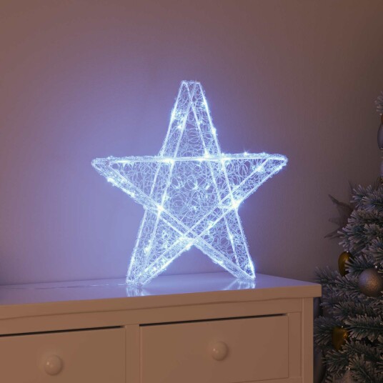 3D Stjerne med 50 LED Kaldhvit 55 x 53,5 x 10 cm Akryl 3D Stjerne med 50 LED Kaldhvit 55 x 53,5 x 10 cm Akryl