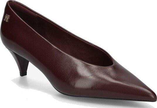 Tommy Hilfiger Pointy Toe 50 Heel Leather Pump - OXBLOOD - 36