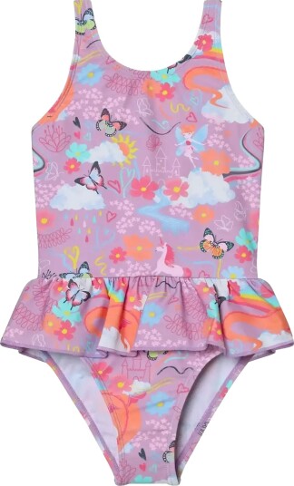 Color Kids Swimsuit W. Skirt Aop Purple 104 Color Kids Swimsuit W. Skirt Aop Purple 104