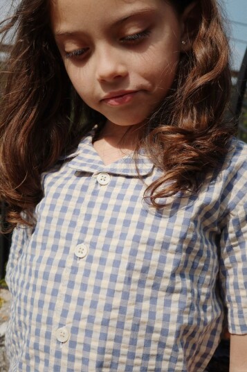 Konges Sløjd Kim ss shirt gots – captains blue check   3år