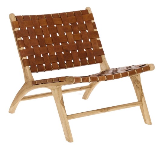 Kave Home Calixta Loungestol - Teak/Lær Unoliving 1560378-01-45 1598968-01-0