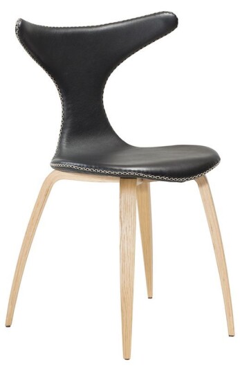 DAN-FORM - Dolphin Spisestol - Svart skinn, eik Unoliving