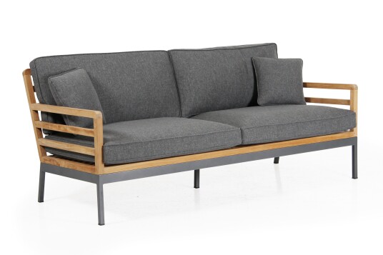Brafab Zalongo 3-seter sofa Grå/teak med grå pute Brun Brafab Zalongo 3-seter sofa Grå/teak med grå pute Brun