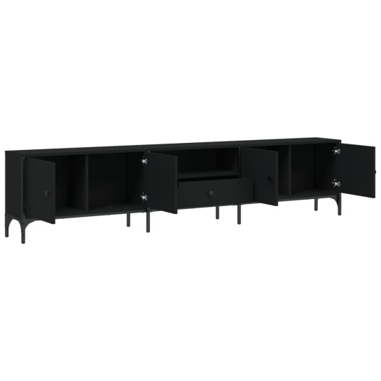 vidaXL TV-benk med skuff svart 200x25x44 cm konstruert tre 8721012340398