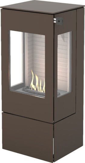 Nexo 100 mocca frittstående biopeis med sideglass og ståldør Nexo 100 mocca frittstående biopeis med sideglass og ståldør
