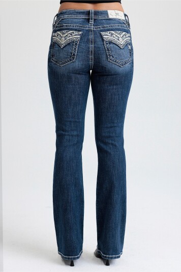 Miss Me Bootcut Jeans Vixen Blå med Normalhøy Midje Miss Me Bootcut Jeans Vixen Blå med Normalhøy Midje