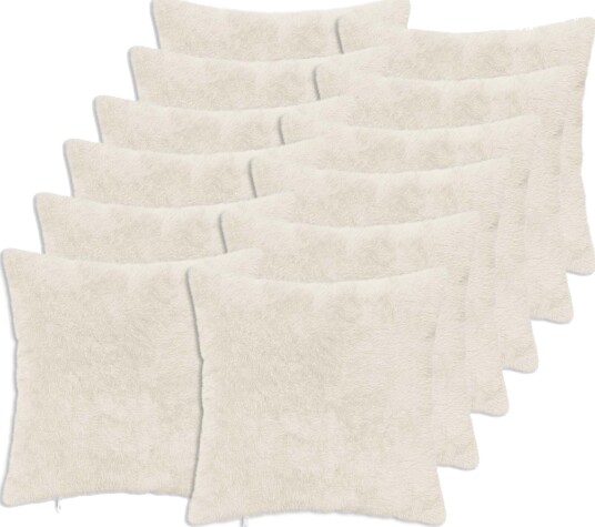 vidaXL Putetrekk 12 stk. HEERLEN Hvit 45 x 45 cm Faux Kanin Pels