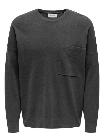 ONLY & SONS Onslamai Ovz 12 Ls Pocket Crew Knit - Grey - XS