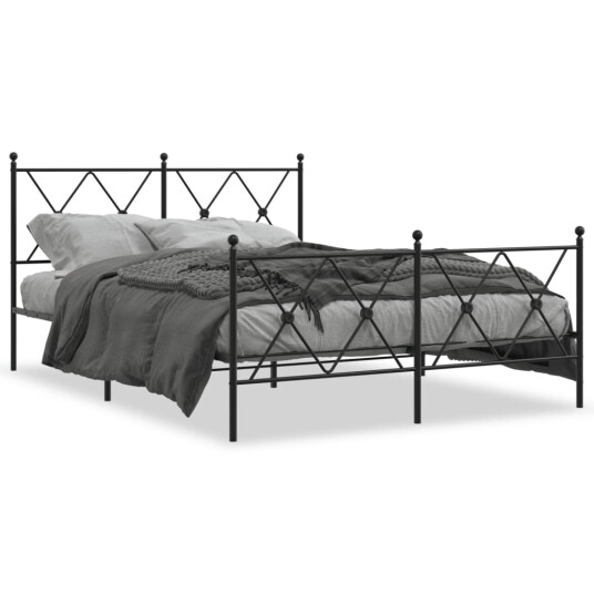  Sengeramme i metall med hode- og fotgavl svart 140x190 cm 8721012374041