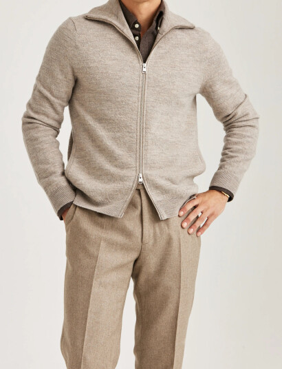Morris Cork Knitted Zip Jacket - Beige - M Morris Cork Knitted Zip Jacket - Beige - M