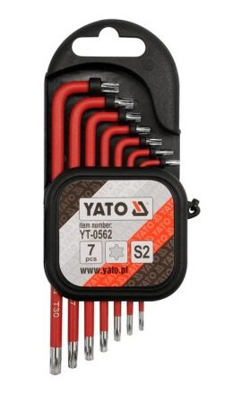 Yato Vinklet Torx Nøkkelsett 7 Deler T9-T30 i Rød Metall Yato Vinklet Torx Nøkkelsett 7 Deler T9-T30 i Rød Metall
