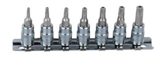 Ks Tools 918.1460, Støpselsett, 1/4", Metrisk, 7 Hoder, T10,T15,T20,T25,T27,T30,T40, 160 G