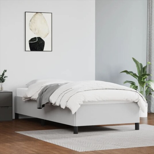  Sengeramme uten madrass hvit 90x190 cm Single kunstskinn