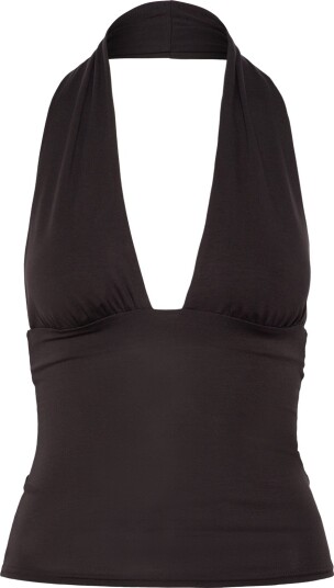 Weekday Deep Halterneck Top Brown S