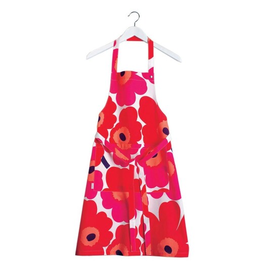 Marimekko Pieni Unikko Forkle / Rød Forklær Bomull Hvit 075047 001 Marimekko Pieni Unikko Forkle / Rød Forklær Bomull Hvit 075047 001
