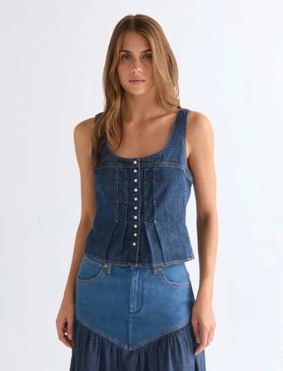 Wrangler Pleated Corset Top   Blue   L x 00