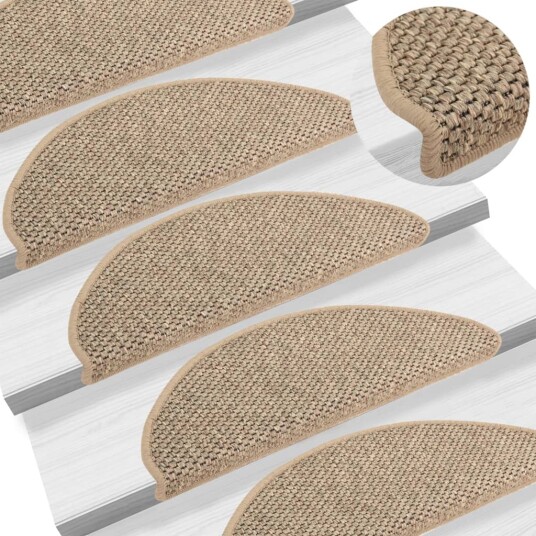 vidaXL Selvklebende trappematter sisal 15 stk 65x21x4 cm mørk beige vidaXL Selvklebende trappematter sisal 15 stk 65x21x4 cm mørk beige