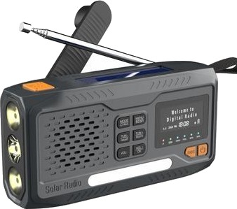 WR-6B Solar håndveiv nødradio DAB med LED-lommelykt Svart WR-6B Solar håndveiv nødradio DAB med LED-lommelykt Svart