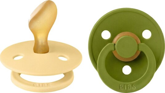 BIBS Colour Smokker Str. 2 Anatomisk 2-pack Pale Smør/Va BIBS 6-18 md Smokk Grønn Gul 62-86