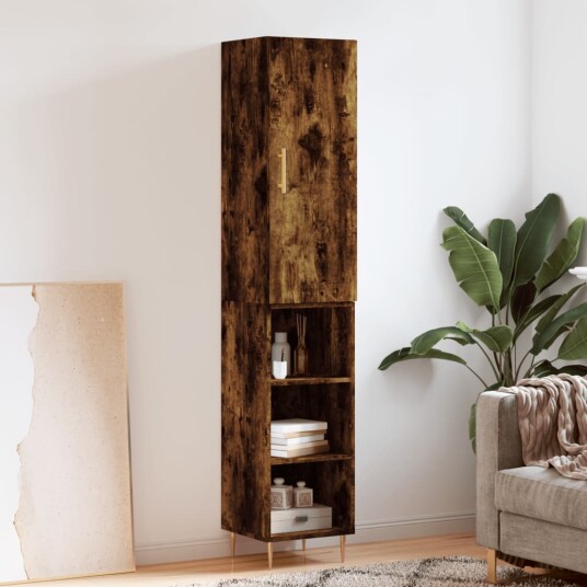 vidaXL Highboard røkt eik 34,5x34x180 cm konstruert tre 8720845483968 vidaXL Highboard røkt eik 34,5x34x180 cm konstruert tre 8720845483968