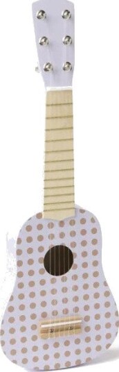 Kids Concept Lekegitar I Tre 3+ År Hvit Med Prikker