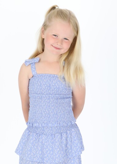 Seaside Maine Smock Top Jr Blue Flower 140 Topper