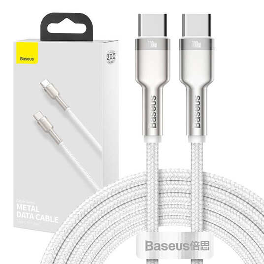 Baseus 100W USB-C kabel 2m Hvit - Cafule Series