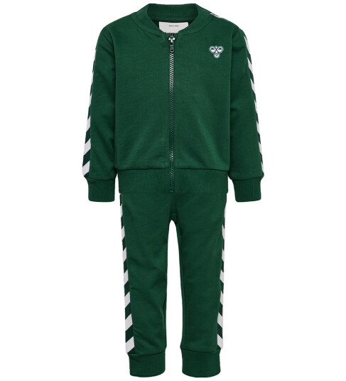 Hummel Chevron joggedress-sett til småbarn Dark Green
