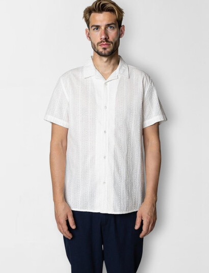 Clean Cut Copenhagen Bowling Bob Shirt Ss - White - XXXL