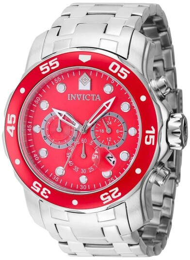 Invicta Herreklokke 40192 Pro Diver Rød/Stål Ø48 mm