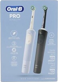 Oral-B Vitality Pro Duo elektrisk tannbørste med roterende bevegelse Sort/Blå Oral-B Vitality Pro Duo elektrisk tannbørste med roterende bevegelse Sort/Blå