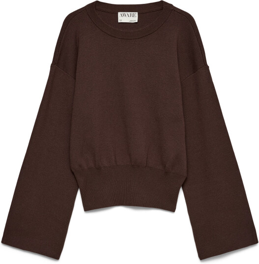 Vero Moda Awhanna Ls Crew Neck Knit Pullover Noos Brown L
