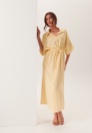 Bubbleroom Drawstring Viscose Shirt Dress