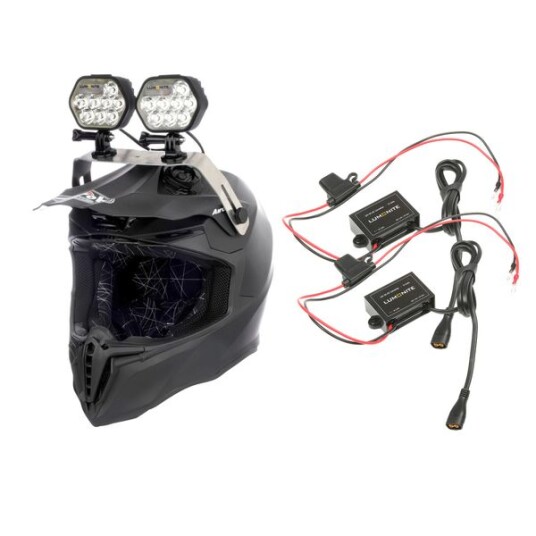 Snøscooter /hjelmlykt LUMONITE Leader 6838 lm / Oppladbar 2 lykter + 2 transformers + GoPro montering 13676 lm Snøscooter /hjelmlykt LUMONITE Leader 6838 lm / Oppladbar 2 lykter + 2 transformers + GoPro montering 13676 lm