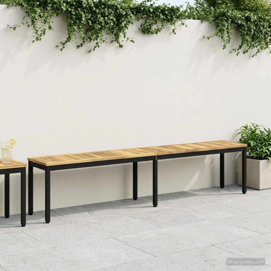 vidaXL Hagebenk 201 x 35 x 45 cm Solid akasietre Hvit og svart