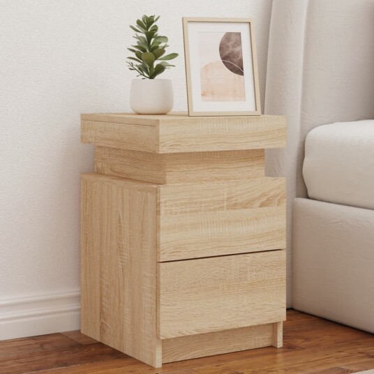  Nattbord med LED sonoma eik 35x39x55 cm 8721012253377