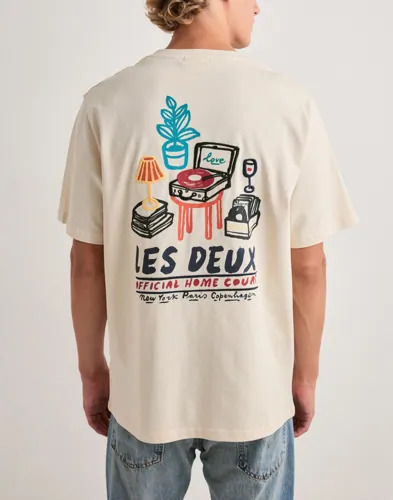 Les Deux Record T shirt T skjorte med trykk Beige