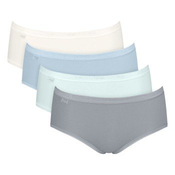 Sloggi Truser 4P Basic Plus Midi Color Blå/Blå bomull 40 Dame