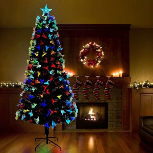 Kunstig juletre med dekorative strenglys grønn 240 cm PVC Kunstig juletre med dekorative strenglys grønn 240 cm PVC