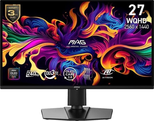 MSI MAG 274QP 27" QD OLED Gaming Skjerm 2560x1440 240Hz Svart