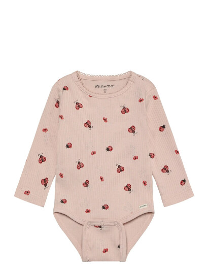 Minymo Body Ls Aop Rib Pink 92