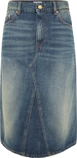 GANNI Heavy Washed Denim Midi Skirt Blue 36