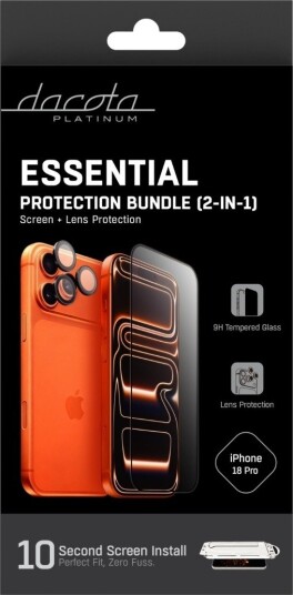 Dacota Platinum iPhone 18 Pro Essential 2-i-1 pakke med skjerm- og linsebeskytter