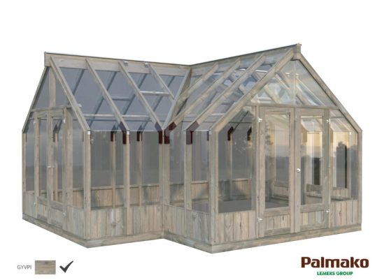 Hagestue Emilia 19,1 m2 i glass/tre