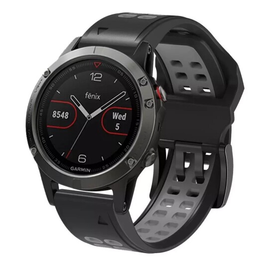 INCOVER Garmin Universal Silikonstropp med Doble Dull (26mm) - Svart / Grå