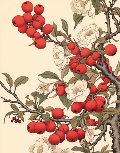 Namly Design Plakat Rød Blomsterillustrasjon POSTERFCZCF8