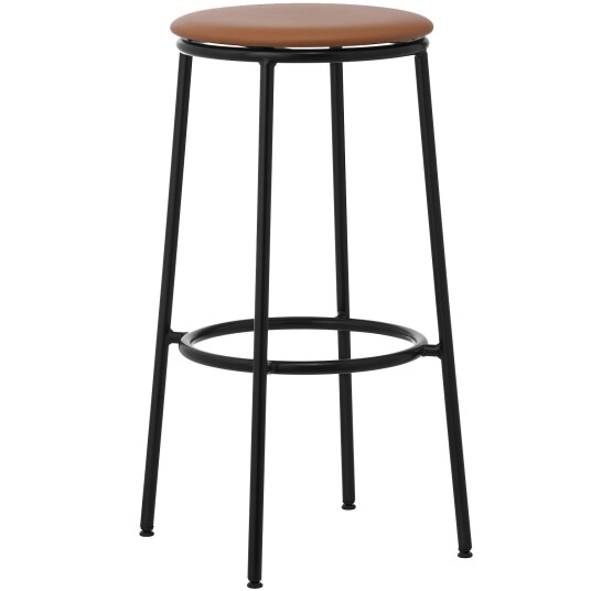 Normann Copenhagen Circa Barstool 65 cm Black Steel Barstol Skum Brunt Lær Normann Copenhagen Circa Barstool 65 cm Black Steel Barstol Skum Brunt Lær