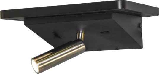 Sandy Vegglampe Med USB + Trådløs Lading Sort