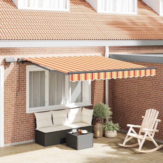 Manuell Uttrekkbar Markise med LED Gul og Oransje 350 x 250 cm Manuell Uttrekkbar Markise med LED Gul og Oransje 350 x 250 cm