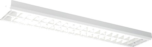 Lareno Modus LED armatur for 2x120 cm rør hvit/aluminiumsgitter